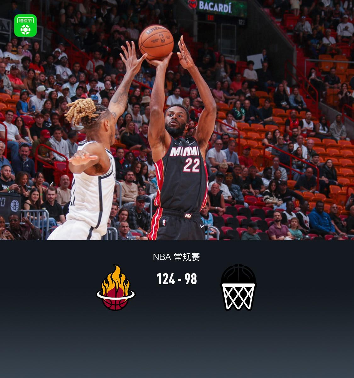 开云体育-热火124-98送篮网9连败,阿德巴约23+9+4